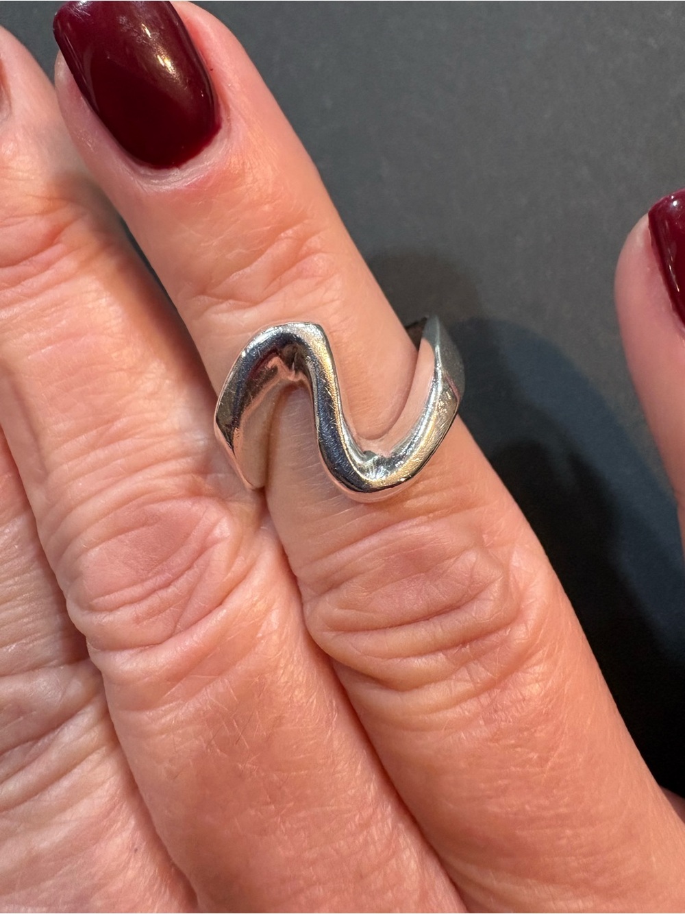 Vintage 925 Sterling Silver Modernist Fluid Wave Ring - Solid 7g Size 10